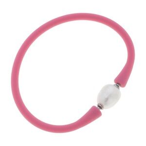 Canvas Bali Freshwater Pearl Silicone Bracelet in Bubble Gum